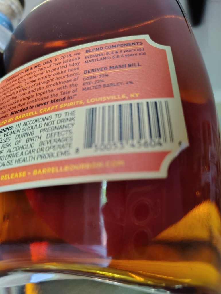 back label of barrell craft spirits