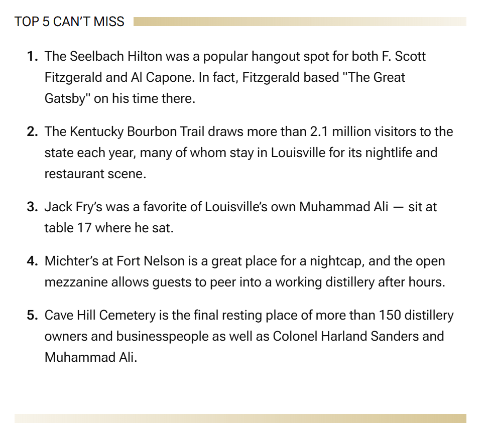 My top 5 can't miss Louisville travel tips in Travel & Leisure